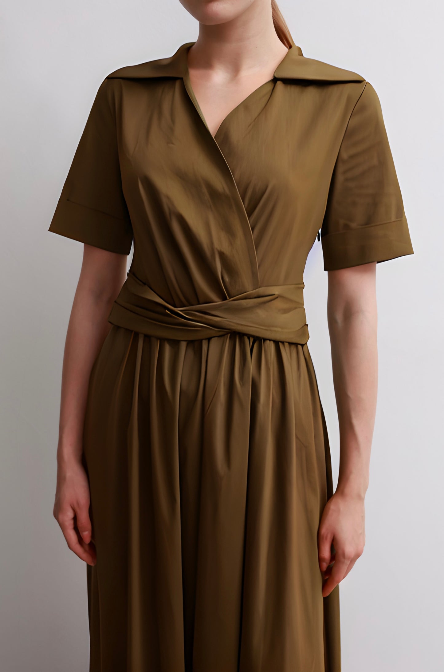 Brown Waist Tie Dress