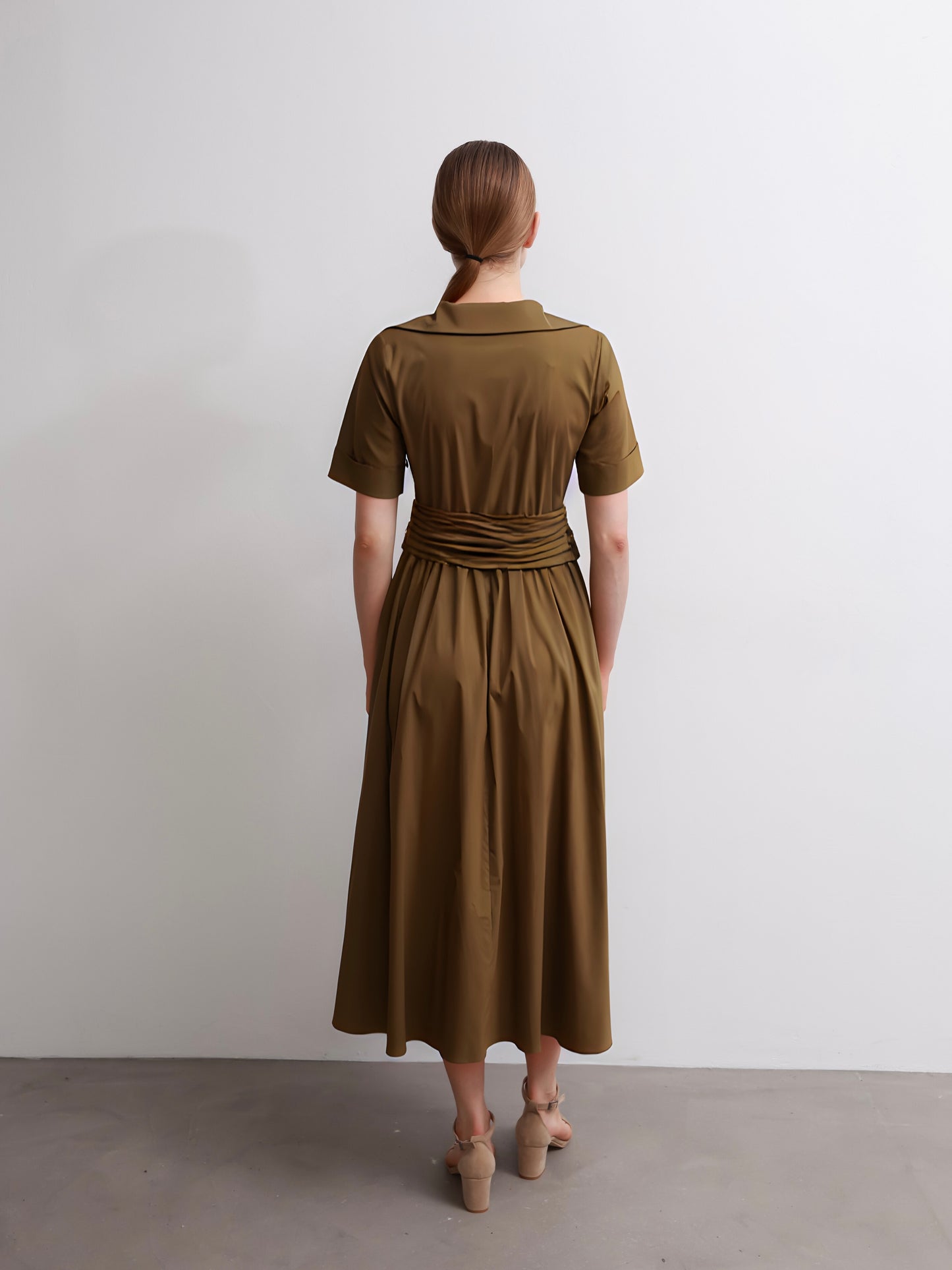 Brown Waist Tie Dress