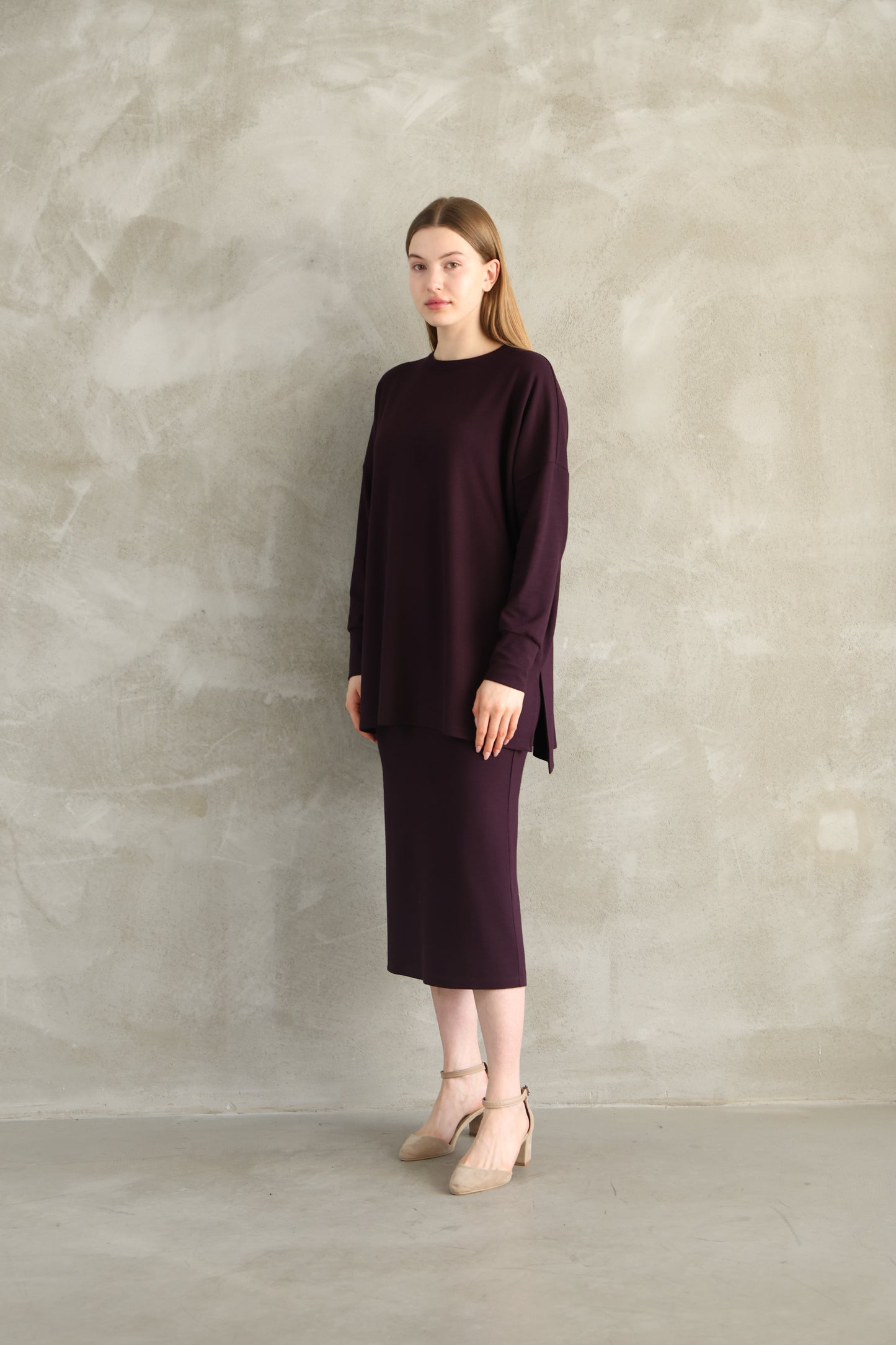 Dark Purple Knitwear Skirt