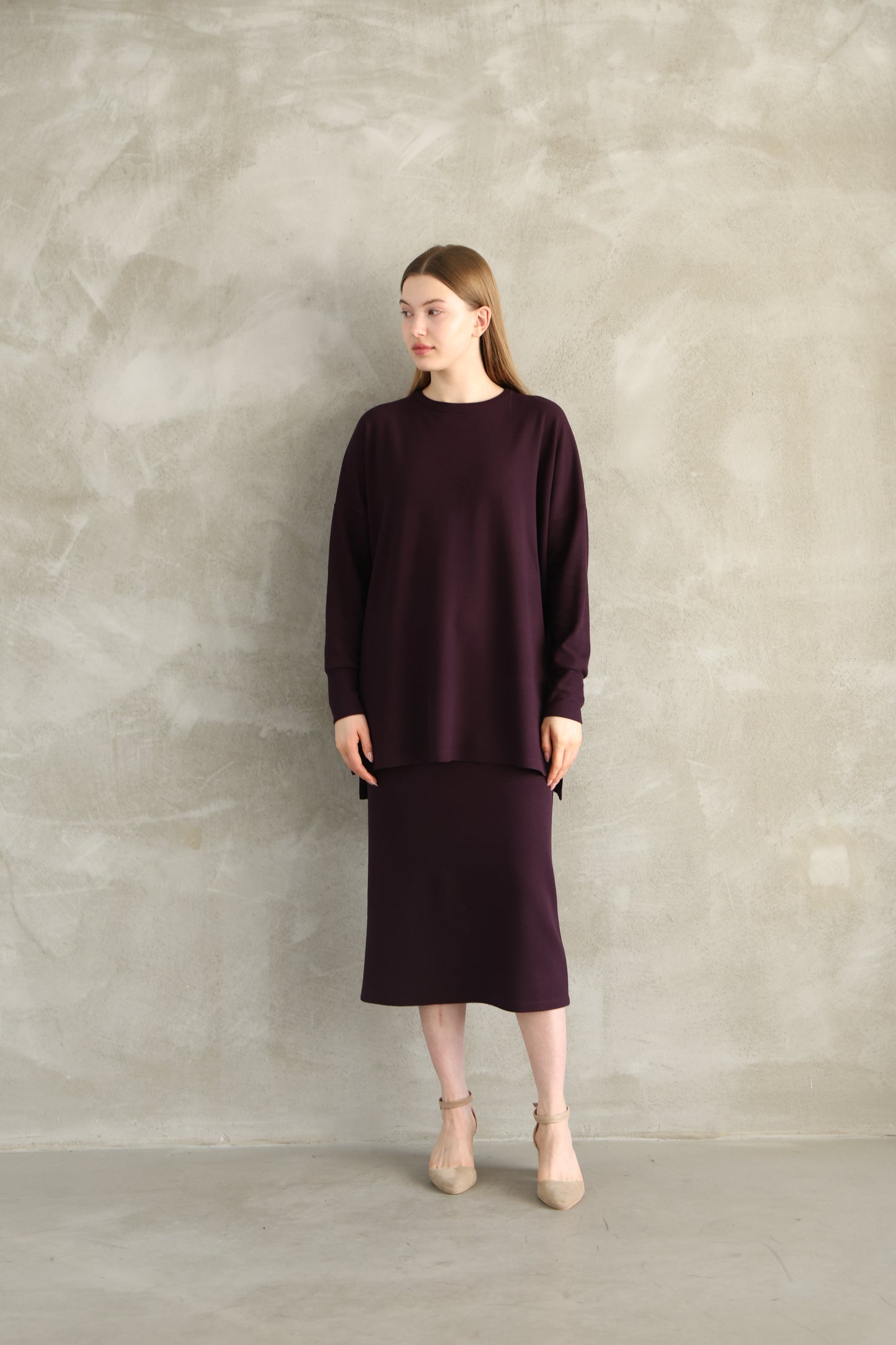 Dark Purple Knitwear Skirt